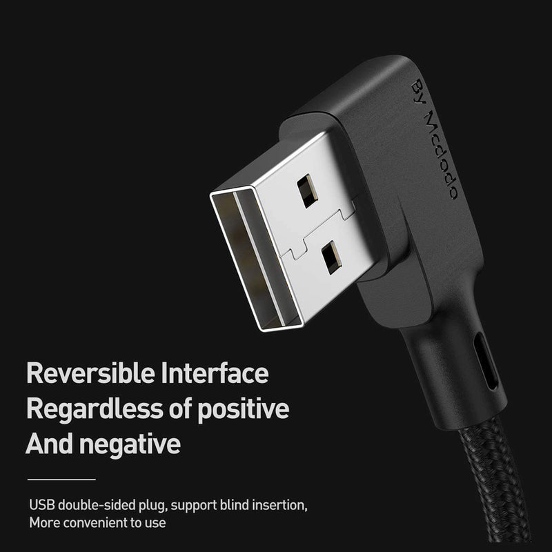 [Australia - AusPower] - [2 Pack] Anti Winding Cable, Mcdodo 90 Degree Retractable LED Coiled Cord Nylon Braided Sync Charge USB Data 6FT/1.8M Cable Compatible New Phone List Below (90 Degree 2 Pack Black, 6FT/1.8M) 90 Degree 2 Pack Black 