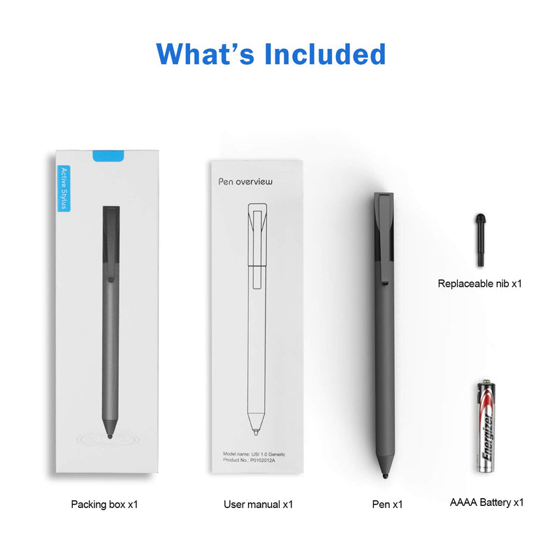 [Australia - AusPower] - tesha USI Stylus Pen for Chromebook with 4096 Levels Pressure for Lenovo Chromebook Duet, ASUS Chromebook C436/C536/CM5/CX5, HP Chromebook X360 12b/14b/11a, Including AAAA Battery & Spare Tip 