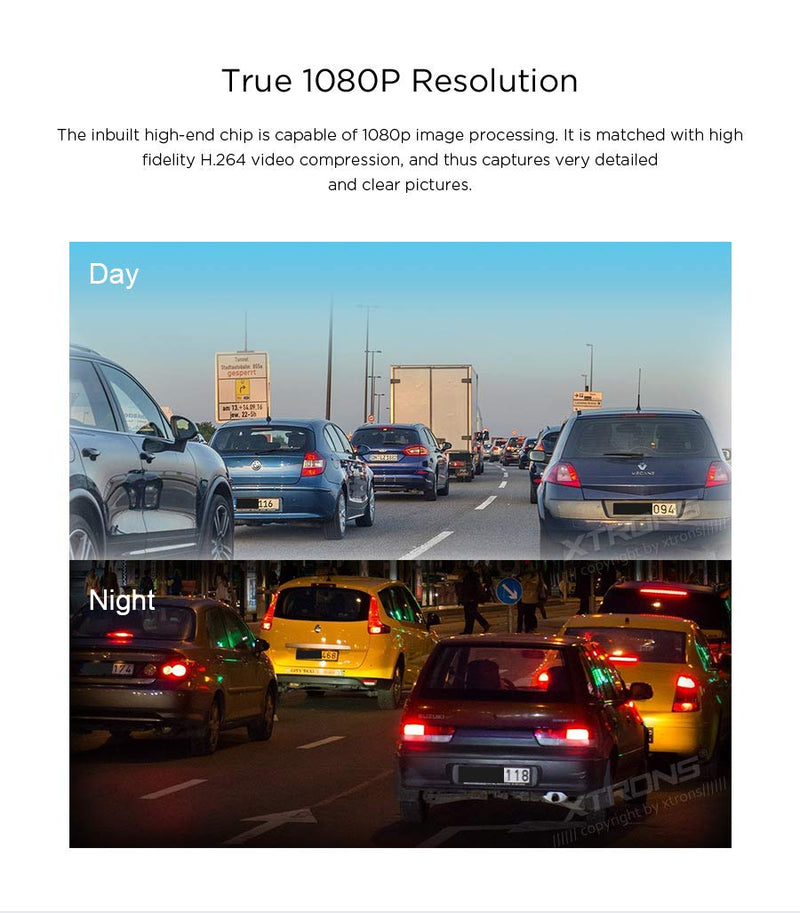 [Australia - AusPower] - XTRONS Full HD 1080P Car DVR Road Video Recorder Dash Camera Car Driving Recorder with 140° Wide Angle, Loop Recording 