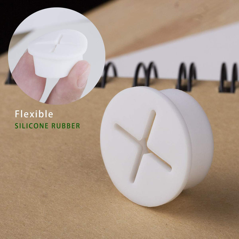 [Australia - AusPower] - keenkee 6 PCS Flexible Silicone Cable Cord Grommet 1 Inch White Grommets in Desk, Table, and Other Furnitures for Hole Cover, Cable Management, Wire Organizer, Cable Pass Through 