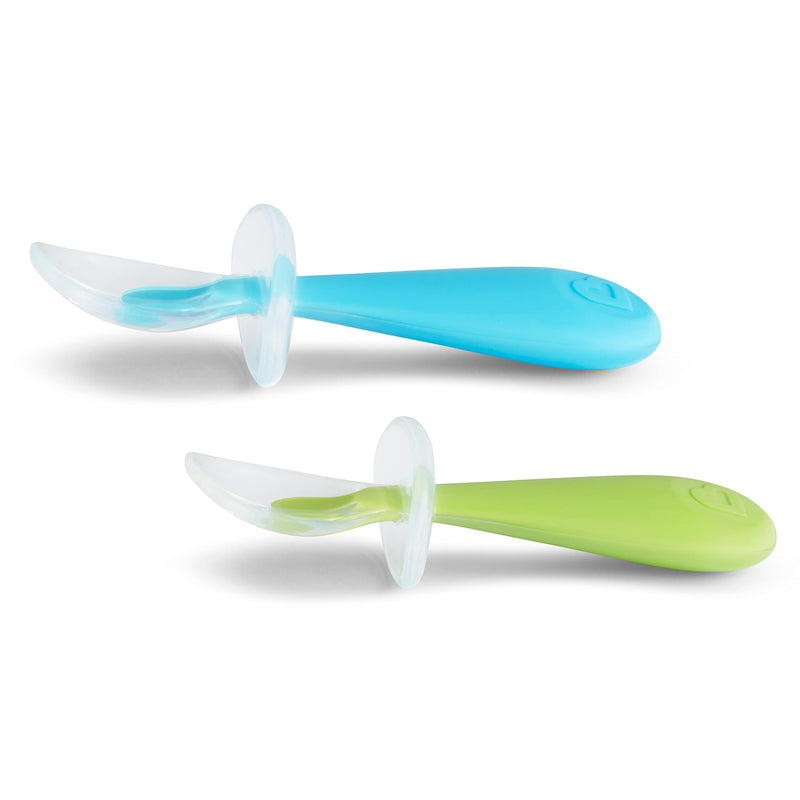 [Australia - AusPower] - Munchkin Silicone Trainer Spoons with Choke Guard for Baby Led Weaning, 4pk, Blue/Green 1 