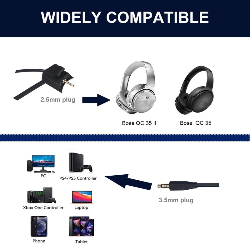 [Australia - AusPower] - Replacement for Bose QC35ii QC35 Cable,Boom Microphone Gaming Cable with Mute Switch Compatible with Bose QuietComfort 35 II QuietComfort 35 Headphones for PC,Laptop, PS4 PS5 Xbox One Controller 