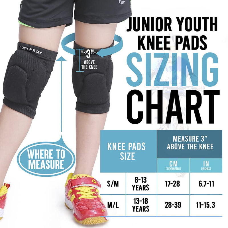 [Australia - AusPower] - Bodyprox Volleyball Knee Pads for Junior Youth, 1 Pair Unisex (8-13 Years) 8-13 Years 