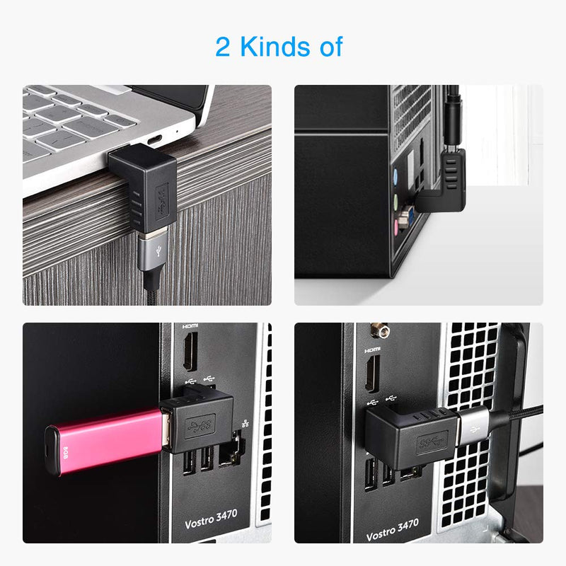[Australia - AusPower] - [6 Pack] ELUTENG USB 3.0 90 Degree Right Angle USB Extender Adapter Male to Female USB 3.0 Super Speed Connector UP Down / Left Right USB Extender Coupler Vertical L Shape for USB Devices 