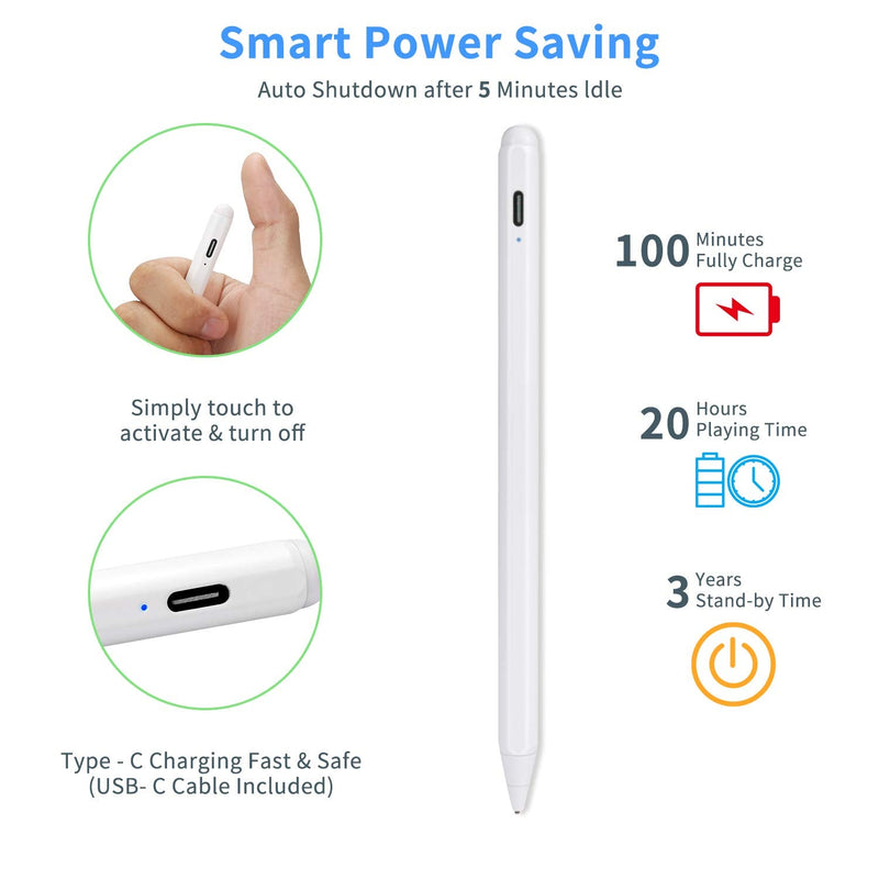 [Australia - AusPower] - Active Stylus Pencil for Dell 2 in 1 Laptop Pencil, Evach Capacitive High Sensitivity Digital Pencil with 1.5mm Ultra Fine Tip Stylus Pencil for Dell 2 in 1 Laptop Pen, White 