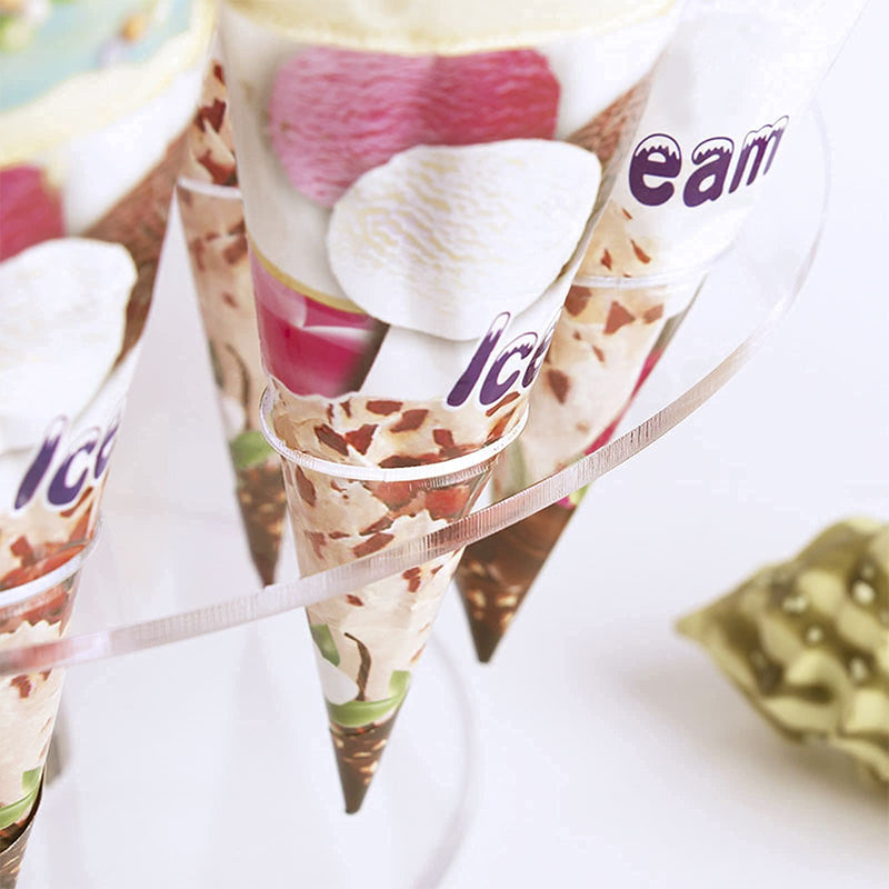 [Australia - AusPower] - Peohud 2 Pack Ice Cream Cone Holder, 16 Holes Acrylic Ice Cream Cone Display Stand, Clear Waffle Hand Roll Sushi Display Rack for Weddings, Birthday Parties, Anniversaries, Round 