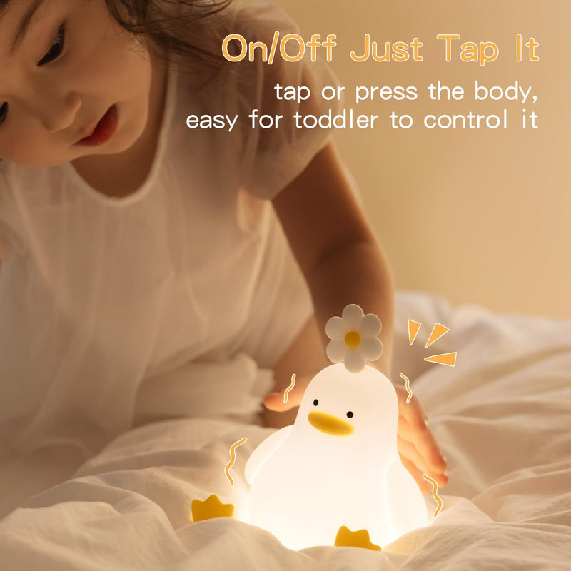 [Australia - AusPower] - KinYiLO Cute Duck Night Lights for Kids Toddler, Ambient Nursery Nightlight, Soothing Lamp for Baby Room/Bedroom/Bedside, Rechargeable Battery,30 Min Timer 