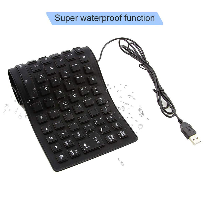 [Australia - AusPower] - Foldable Silicone Keyboard, USB Wired 85 Keys Waterproof Rollup Silent Typing Soft Touch Keyboard for PC Notebook Laptop(Black) 