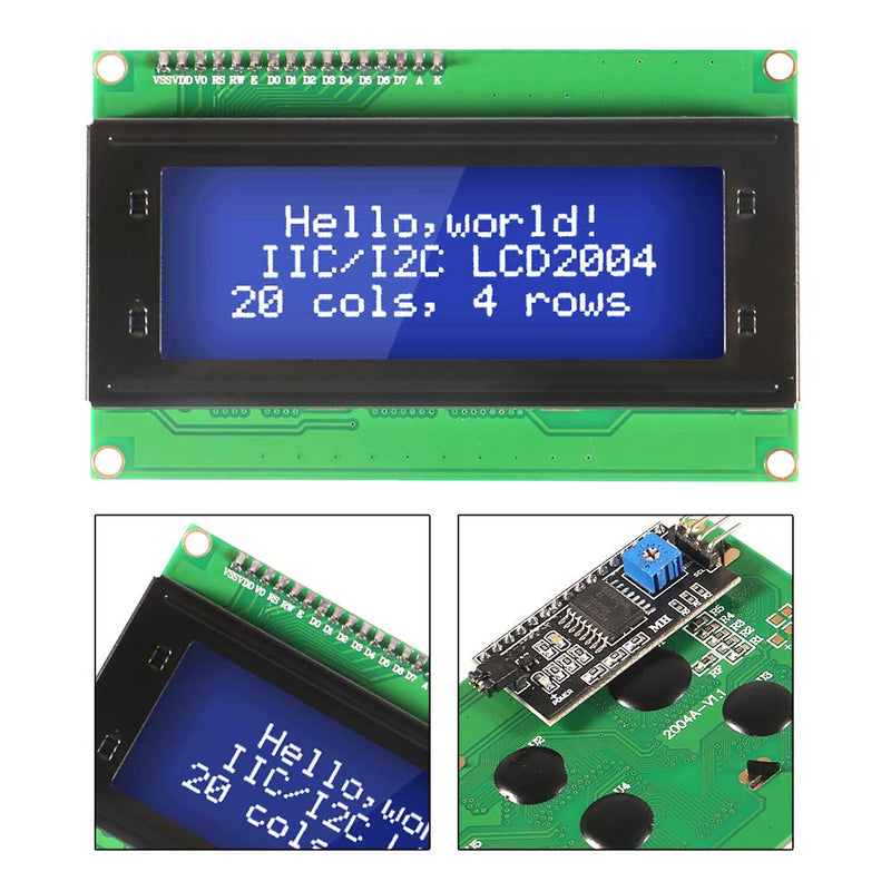 [Australia - AusPower] - Dorhea 2PCS IIC I2C TWI Serial LCD 2004 20x4 Blue Backlight Module with I2C Interface Adapter Compatible with Raspberry Pi 