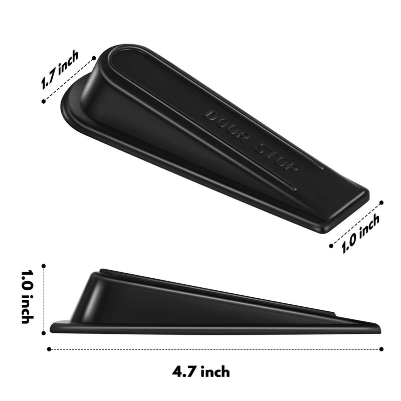 [Australia - AusPower] - Urbanstrive Heavy Duty Rubber Door Stopper Wedge Sturdy and Stackable Door Stop, Multi Surface Design, Fit for Gaps up to 1.2 Inches, 4 Pack, Black 