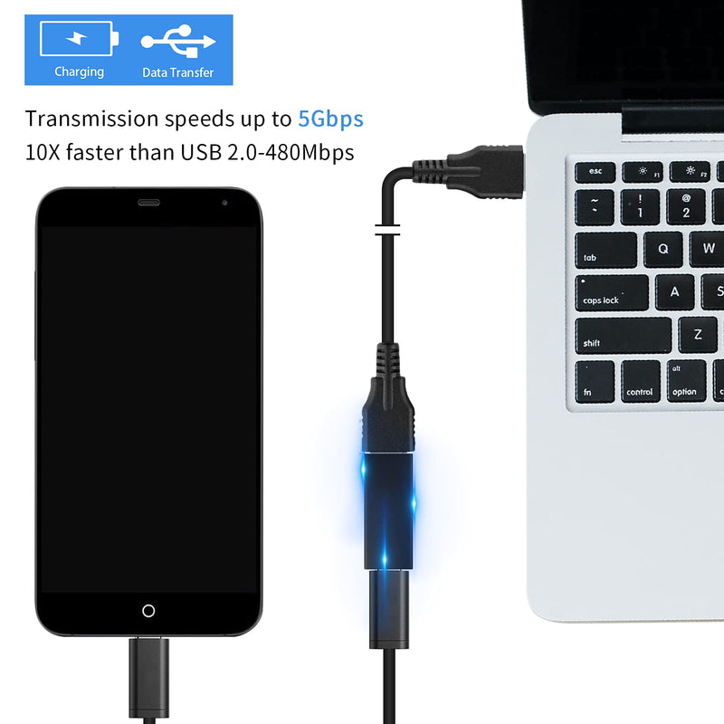 [Australia - AusPower] - Duttek USB C to USB 3.0 Adapter, USB to USB C Adapter, USB 3.1 USB 3.0 Female to USB C Female Adapter Connector Compatible with iPhone 11,Google Pixel, Huawei etc 2 Pack (Black) Black 