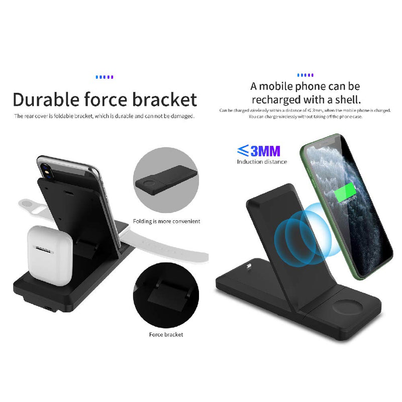 [Australia - AusPower] - 【2021 New!!】 Orentas, 15W Fast Foldable Charging, 3 in 1 Wireless, 10W Qi Fast Charger, Compatible with iPhone 12/11/XR/XS Max/Xs/X/8, iWatch 5/4/3/2/1, Easy to Carriage, Fast Wireless Cell Charger 