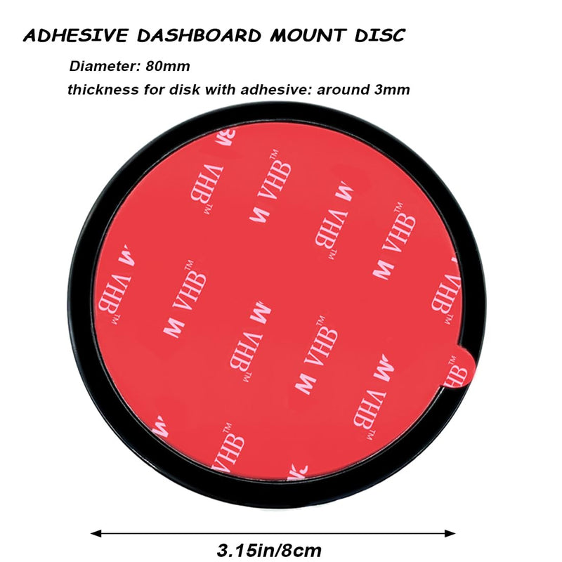 [Australia - AusPower] - 2 Pack 80mm Adhesive Dashboard Pad Mounting Disk, 3.15" Universal Suction Cup Mounting Disc for Suction Cup Phone Holder Mount Garmin GPS Magellan Sat Nav Dash Cam Bracket Stand Stick, Black 