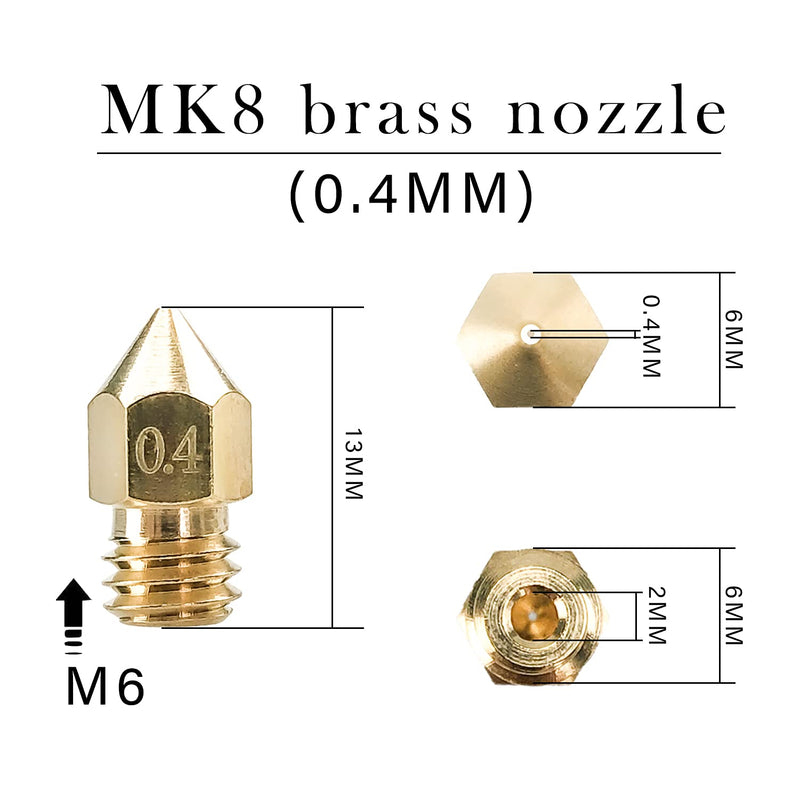 [Australia - AusPower] - XIFOWE MK8 Nozzles 25 pcs 0.4mm 3D Printer Brass Nozzles CR-10 Nozzle with DIY Tools and A Ten-Grid Parts Box for CR-8 / CR-10 / Ender 3 / Ender 3S / 5 / 6 and so on 0.4 nozzles 