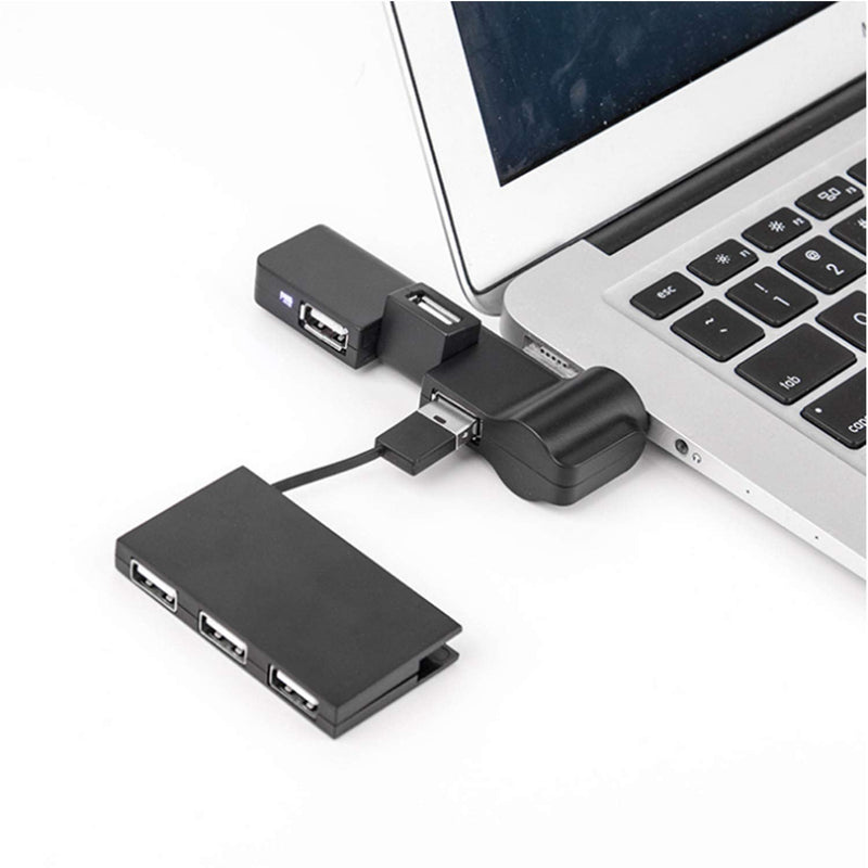 [Australia - AusPower] - LIXINTIAN USB 2.0 HUB, [90°/180° Degree Rotatable] Mini USB 2.0 Hub 4 Port USB Hub for Notebook, USB Flash Drives, Mobile HDD, Laptop, PC - Black 