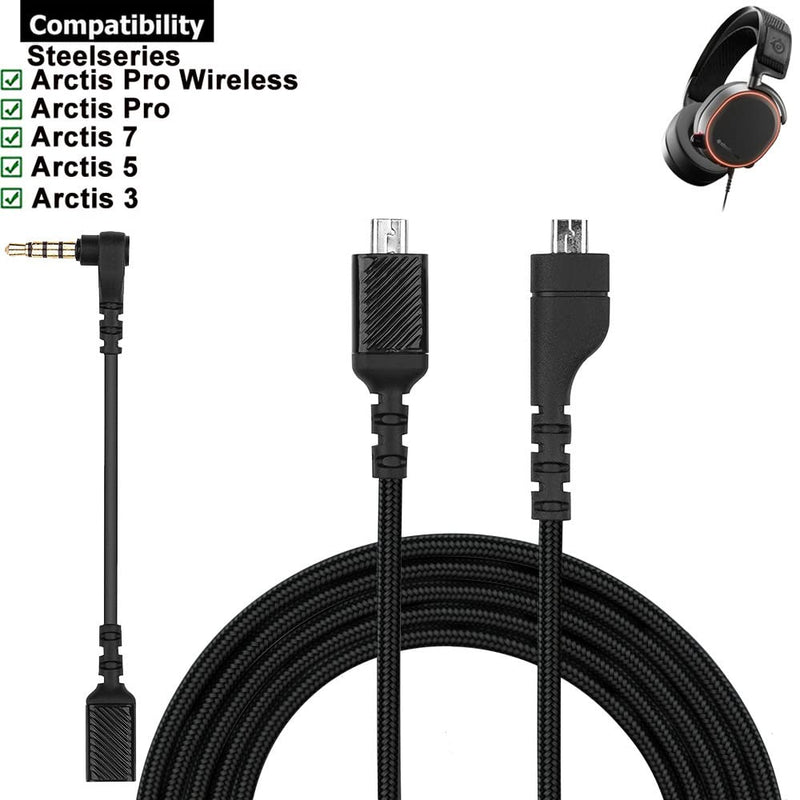 [Australia - AusPower] - OKCSC Upgraded Replacement Headphones Audio Cable for SteelSeries Arctis 3/5/7/Pro Arctis Pro Wireless,Gaming Headsets Cable Earphone Accessories with 3.5 mm Plug Adapter Cable 1.6m/5.25 FT 