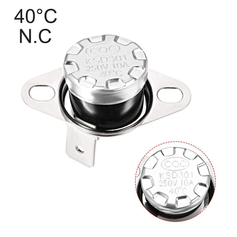 [Australia - AusPower] - Fielect 2Pcs KSD301 Thermostat 40ｰC/104ｰF Normally Closed N.C Snap Disc Limit Control Switch Microwave Thermostat Thermal Switch Bent Feet 