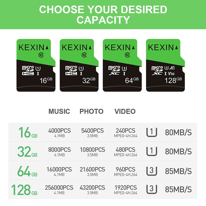 [Australia - AusPower] - KEXIN 3 Pack 32GB Micro SD Card Memory Card MicroSDHC UHS-I Memory Cards Class 10 High Speed Card, C10, U1, 32 GB 3 Pack 1).3 x 32G 