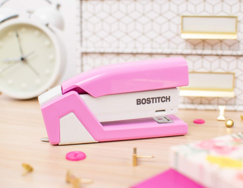 [Australia - AusPower] - Bostitch Office InCourage Spring-Powered Compact Stapler, BCA Pink (1588), plastic-half strip 