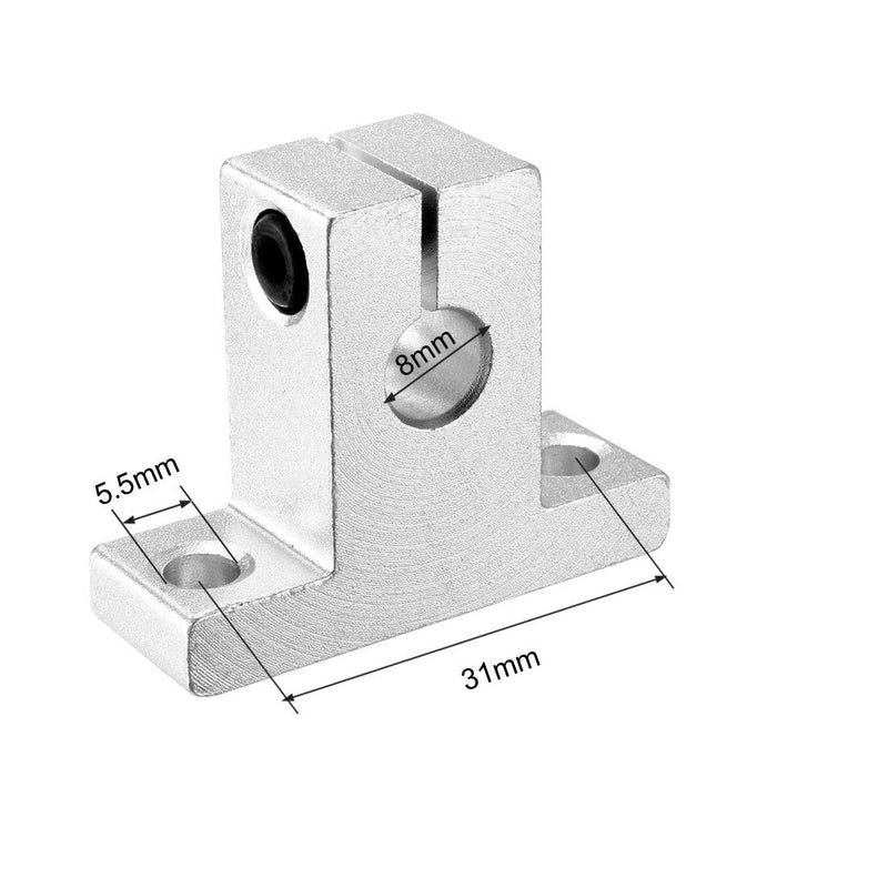 [Australia - AusPower] - uxcell 4PCS SK8 Aluminum Linear Motion Rail Clamping Rod Rail Guide Support for 8mm Diameter Shaft 