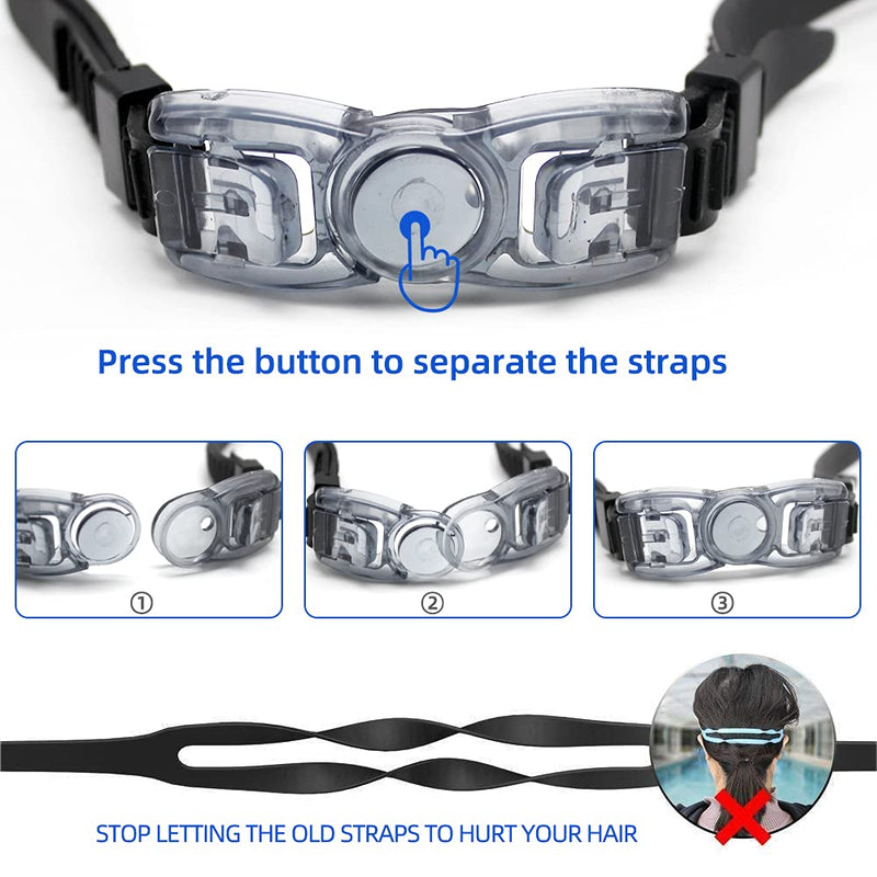 [Australia - AusPower] - Uniswim Swimming Goggles Swimming Cap Set Swim Glasses Silicone Swim hat Pack for Adults with Anti Fog Glasses for Swimming Black 