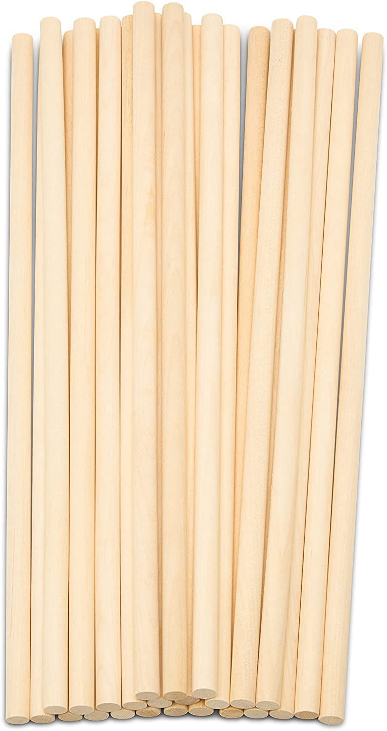 [Australia - AusPower] - Perfect Stix 25PCS Dowel Rods Wood Sticks Bamboo Dowel Rods - 1/4 x 12 Inch Bamboo Sticks - Includes Bonus Pack of 25 Count 4 Inch x 1/4 Bamboo Dowels. 
