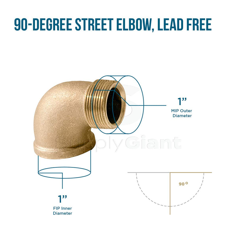 [Australia - AusPower] - Supply Giant CSTO0100 1-Inch Brass Street Elbow 90 Degrees Lead Free with Male & Female National Pipe Taper Threaded Fittings Brass Construction Higher Corrosion Resistance Economical & Easy to Install, 6 