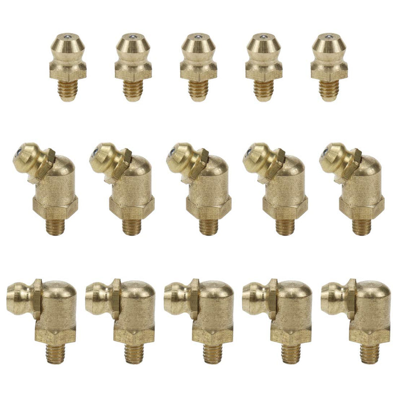 [Australia - AusPower] - Sydien 5Sets Brass M4 Straight & 45 Degree & 90 Degree Angled Grease Nipple Fitting Assortment Kits For Trucks, Cranes & Forklifts 