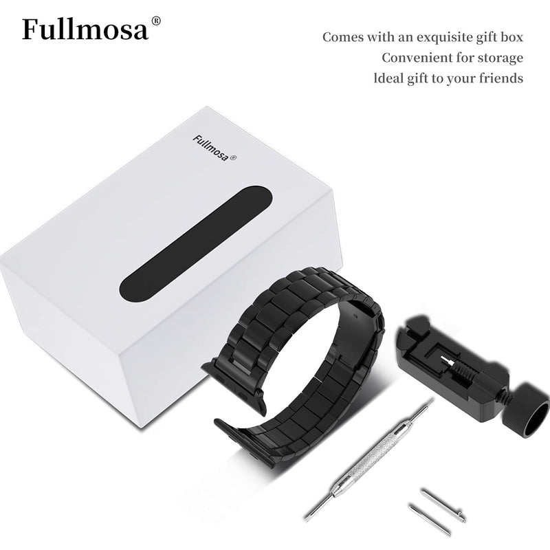 [Australia - AusPower] - Fullmosa Compatible Apple Watch Band 42mm 44mm 45mm 38mm 40mm 41mm, Stainless Steel iWatch Band for Apple Watch Series 7/6/5/4/3/2/1/SE, 42mm 44mm 45mm Black 