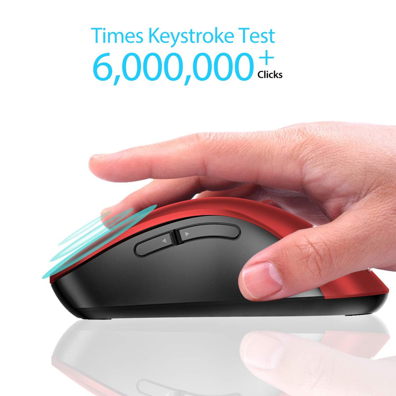 [Australia - AusPower] - memzuoix 2.4G Wireless Mouse, 1200 DPI Mobile Optical Cordless Mouse with USB Receiver, Portable Computer Mice Wireless Mouse for Laptop, PC, Desktop, MacBook, 5 Buttons, Red 