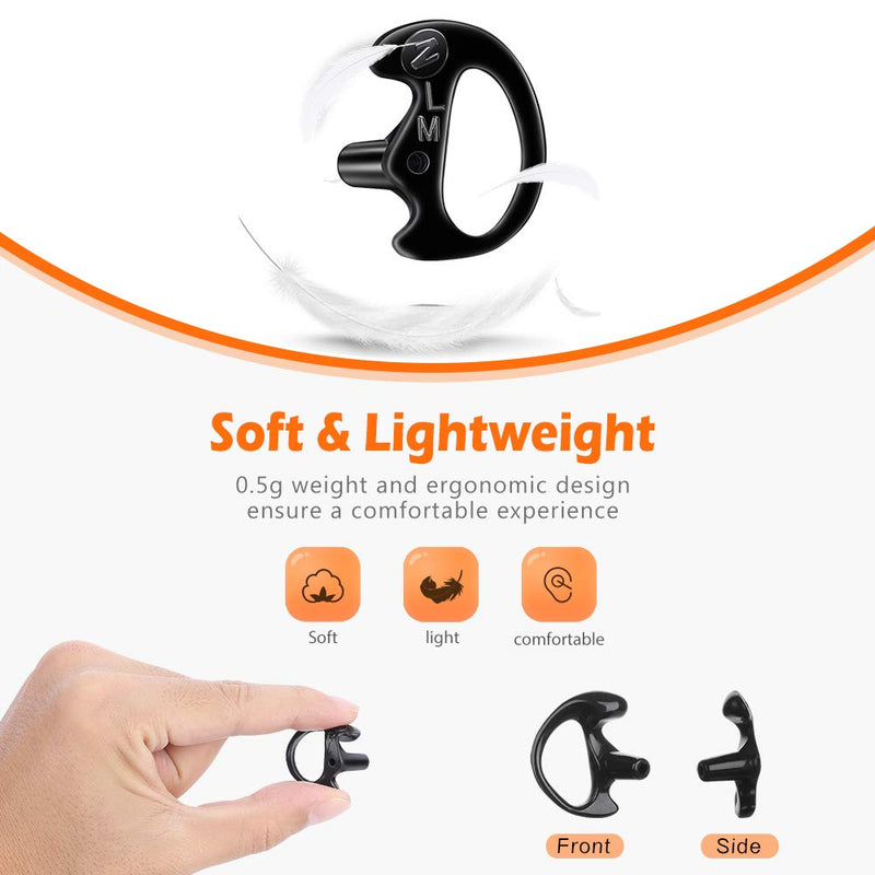 [Australia - AusPower] - 8-Pair Zeadio Radio Earpiece, Soft Silicone Earmould Earbud Earplug for Walkie Talkie Acoustic Earpiece Headset, Two-Way Radio Coil Tube Audio Kits - Black 