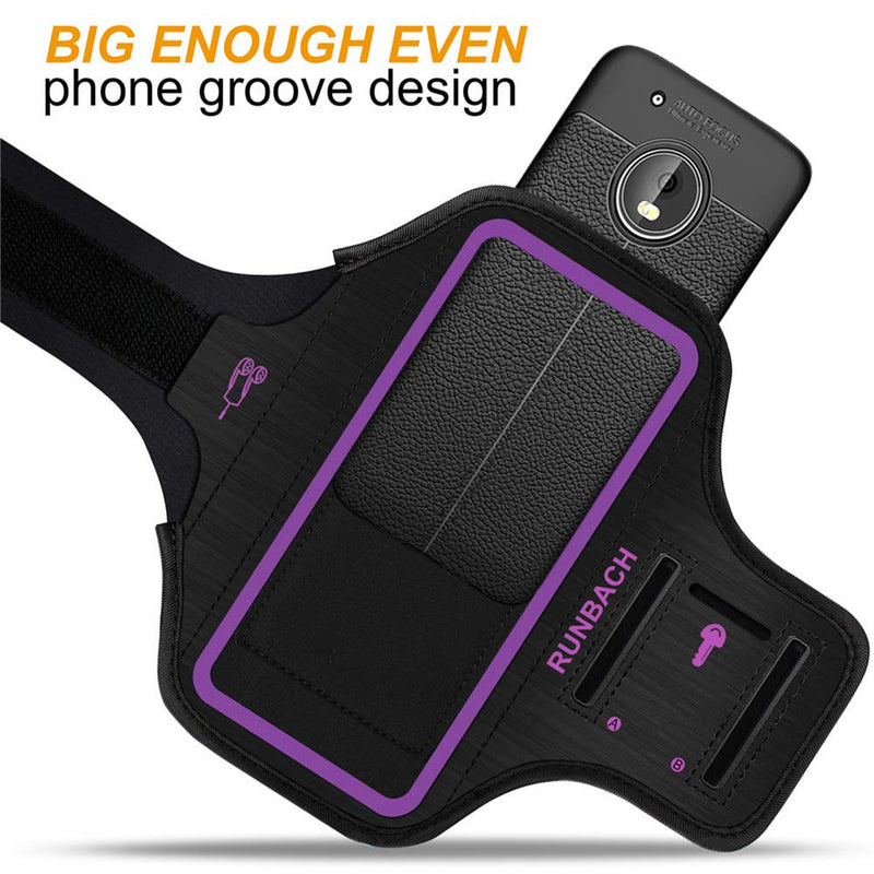 [Australia - AusPower] - RUNBACH Sweatproof Running Armband for Motorola One Fusion/Edge Series/E7 Power/E7 Plus/G Stylus/G Power/G Play/G9 Play/G9 Plus/G9 Stylus/G30/G10(Purple) Purple 