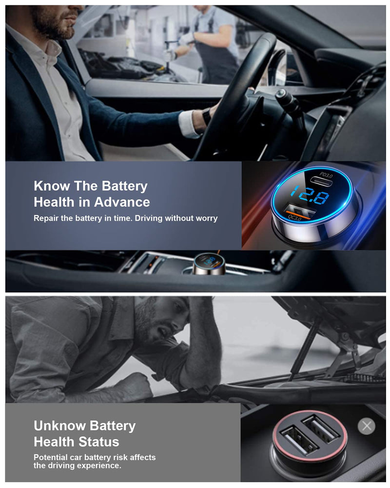[Australia - AusPower] - USB C Car Charger [Pure Copper], SUPERONE 45W Dual USB Car Charger Adapter with 27W PD Port, QC 3.0 and LED Voltmeter foriPhone 13 12 Pro Max/Pro/Mini, Google Pixel 6/5/4, Samsung S21/20 and More 