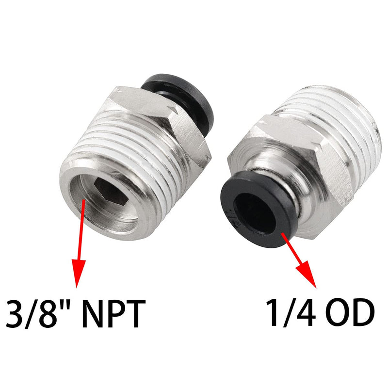 [Australia - AusPower] - Ruiwaer 5pcs 3/8 NPT Push to Connect Fittings 1/4 OD Tube Fittings Pneumatic Air Fittings Push In Fit Connector, Black 