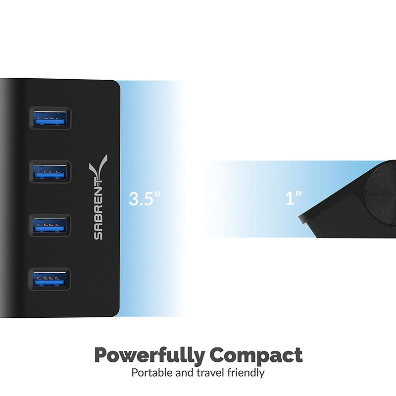[Australia - AusPower] - SABRENT Premium 4 Port Black Aluminum USB 3.0 Hub (30" Cable) for iMac, MacBook, MacBook Pro, MacBook Air, Mac Mini, or Any PC [Black] (HB-MC3B) 