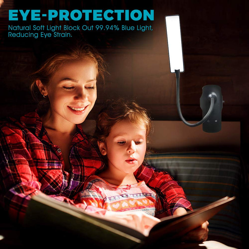 [Australia - AusPower] - CUHIOY Reading Light Clip, Portable Clip Desk Lamp, Eye Protect Clip on Light for Bed, Rechargeable Book Light, Led Headboard Reading Light, Clip Light for Reading with Flexible Neck, Kids Night Light Black 