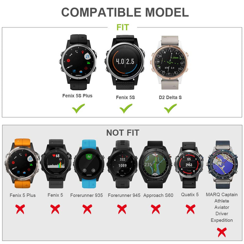 [Australia - AusPower] - ANCOOL Compatible with Fenix 5S Bands Easy Fit 20mm Silicone Watch Bands Replacement for Fenix 7S/D2 Delta S/Fenix 6S/Fenix 6S Pro/Fenix 5S Plus Smartwatches (Slate) Black Buckle-Slate 
