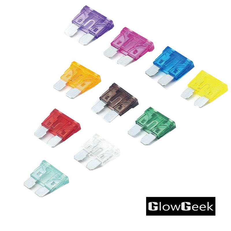 [Australia - AusPower] - GlowGeek 100pcs Assorted Auto Car Truck Standard Blade Fuse Assortment 2A 3A 5A 7.5 A 10A 15A 20A 25A 30A 35A Car Boat Truck SUV Automotive Replacement Fuses 