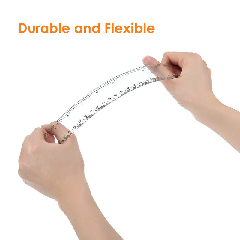 [Australia - AusPower] - 20 Pack Clear Plastic Ruler 12 Inch Straight Ruler Flexible Ruler With Inches and Metric for School Classroom, Home, or Office (Clear) 