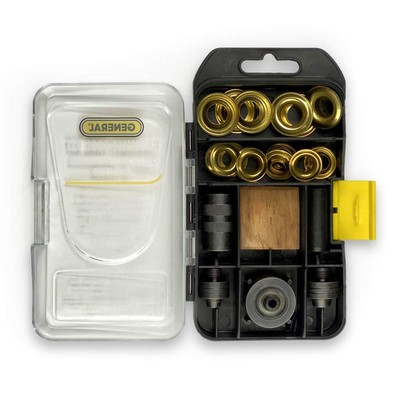 [Australia - AusPower] - General Tools 3/8"-1/2" Grommet Kit - Rustproof Solid Brass Grommets for Tarp Repair, Reinforcing Canvases, and Fabric Rings 