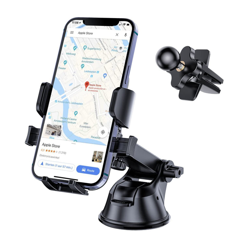 [Australia - AusPower] - WixGear Universal Phone Holder for Car, Windshield Mount and Dashboard Mount Holder for Cell Phones and Tablets with Long Adjustable Arm (New Automatic Closing Arms) 