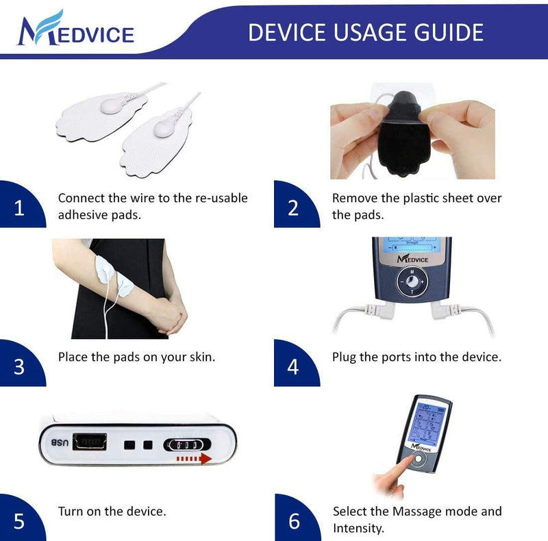 [Australia - AusPower] - MEDVICE Rechargeable Tens Unit Muscle Stimulator, 2nd Gen 16 Modes & 8 Upgraded Pads for Natural Pain Relief & Management, FDA Cleared Electric Pulse Impulse Mini Massager Machine 