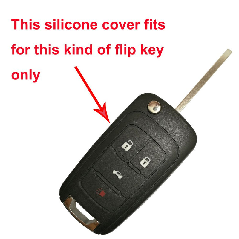 [Australia - AusPower] - Keyless Entry Remote Key Fob Skin Cover Protective Silicone Rubber key Jacket Protector for GM Chevrolet Chevy Camaro Cruze Buick 4 Buttons Key Holder (1 Black + 1 Red) 1 Black + 1 Red 