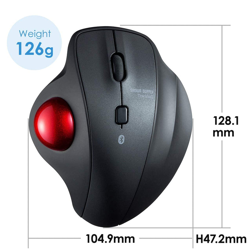 [Australia - AusPower] - SANWA Bluetooth Ergonomic Trackball Mouse, Optical Vertical Rollerball Mice, Silent Buttons, 600/800/1200/1600 Adjustable DPI, Compatible with MacBook, Windows, macOS, iPad, Android, iOS, Chrome OS 