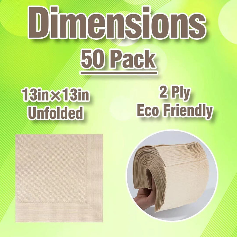[Australia - AusPower] - Recycled Post Consumer Napkins, Compostable Unbleached Eco Lunch Napkins, 50 PCS Disposable Dinner Napkin 