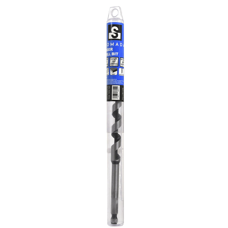 [Australia - AusPower] - SOMADA 1/2-Inch x 10-Inch Auger Drill Bit for Wood, Quick Change Hex Shank 3/8-Inch, Ship Auger Long Drill Bit for Soft and Hard Wood, Plastic, Drywall and Composite Materials 