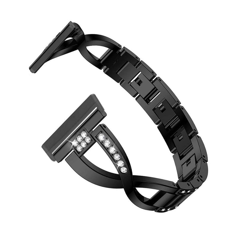 [Australia - AusPower] - Sankel Bling Bands Compatible for Fitbit Sense/Versa 3, Women Dressy Bracelet Repalcement Metal Bling Jewelry Strap Accessory Wristband for Fitbit Versa 3/Fitbit Sense Smartwatch (Black) Black 