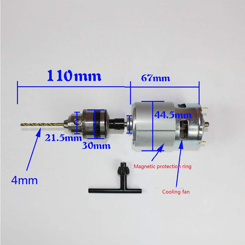 [Australia - AusPower] - Abovehill 775 DC Motor Set 12V-24V 6000-12000RPM Ball Bearing Motor for Electrical Tools +Motor Bracket +Drill Chuck+Bushing+4mm Drill 