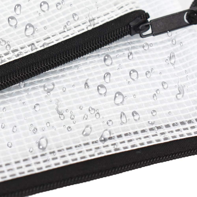 [Australia - AusPower] - Umriox 5PCS Large Mesh Zipper Pouch, Extra Thick, 16.9" x 12.4", Mesh Zipper Bags, Plastic Waterproof Document Pouch for School Office Supplies and Cosmetics Travel Accessories Black 