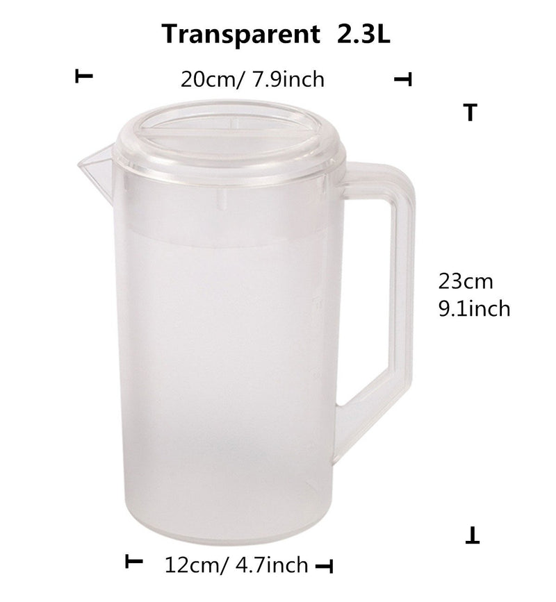 [Australia - AusPower] - HERF Plastic Pitcher Pot Jug with Lid for Hot/Cold Water, Ice Tea and Juice, 2.3L, Transparent … 